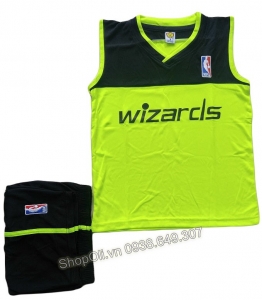Quần áo bóng rổ trẻ em Wizards xanh dạ quang