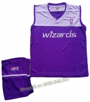 Quần áo trẻ em bóng rổ Wizards tím trắng