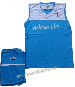 Quần áo trẻ em bóng rổ Wizards xanh da
