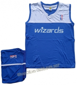 Quần áo trẻ em bóng rổ Wizards xanh bích