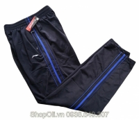 Quần dài thể thao Fitness đen 3 sọc xanh