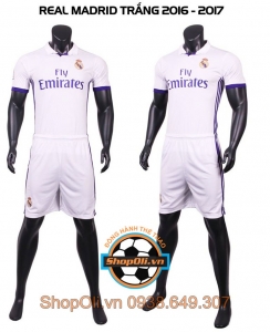 Quần áo bóng đá Real Madrid trắng 2016-2017 sân nhà (Liên hệ)
