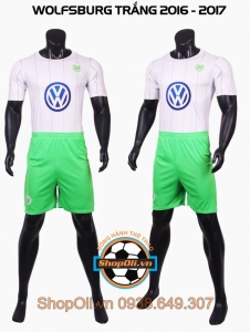 Quần áo bóng đá Wolfburg trắng xanh lá sân khách 2016-2017 (Liên hệ)