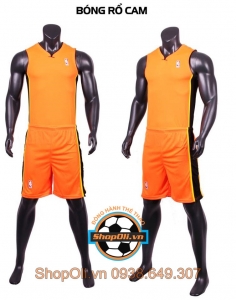 Bộ đồ bóng rổ vải mè chất lượng cao màu cam