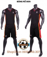 Bộ đồ bóng rổ vải mè chất lượng cao màu đen