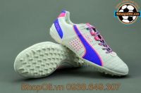 Giày đá banh King sân cỏ nhân tạo chất liệu da - Trắng xanh