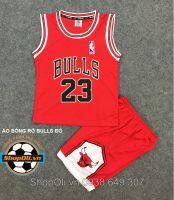 Bộ quần áo bóng rổ trẻ em có chữ BULLS 23 màu đỏ