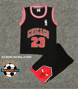 Quần áo bóng rổ trẻ em có chữ CHICAGO màu đen