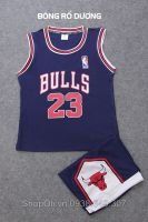 Bộ áo quần bóng rổ trẻ em BULLS số 23 xanh đậm