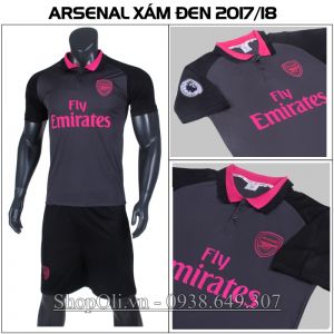Quần áo đá banh Arsenal sân khách đen mới 2017-2018 (Liên hệ)