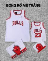 Quần áo bóng rổ BULLS trắng - combo người lớn trẻ em