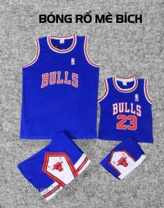 Quần áo bóng rổ BULLS xanh - combo người lớn trẻ em