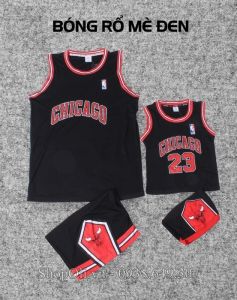 Quần áo bóng rổ CHICAGO đen - combo người lớn trẻ em