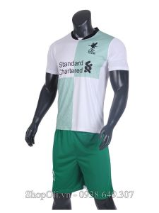 Quần áo bóng đá Liverpool sân khách trắng xanh lá 2017-2018 (Liên hệ)