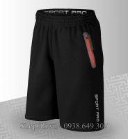 Quần Short nam thể thao Sport Pro đen phối cam