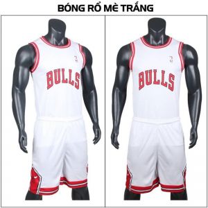 Quần áo bóng rổ chất lượng cao Bulls trắng phổi đỏ