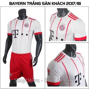 Quần áo bóng đá Bayern Munich trắng đỏ sân khách 2017-2018 (Liên hệ)