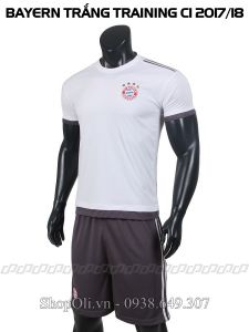 Quần áo bóng đá training C1 Bayern trắng quần xám (Liên hệ)