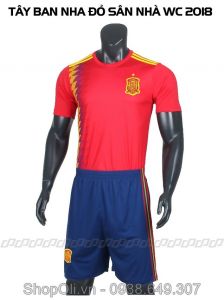 Quần áo đá bóng đội tuyển Tây Ban Nha đỏ sân nhà  2017 - 2018