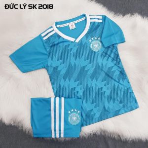 Quần áo bóng đá trẻ em Đức xanh WC 2018