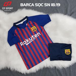 Quần áo đá banh trẻ em Barcelona sọc 2019