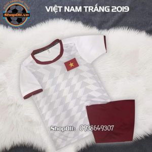 Bộ quần áo đá bóng trẻ em Việt Nam Trắng 2019