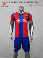 Áo quần đá bóng CLB Barcelona xanh bích sọc đỏ mới 2020