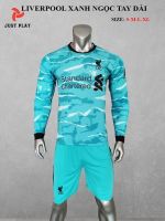 Đồ đá bóng CLB Liverpool xanh ngọc tay dài mới 2020
