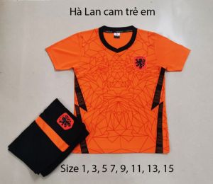Quần áo đá bóng Hà Lan cam trẻ em mới 2020