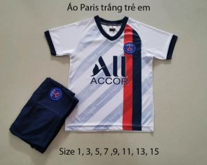Quần áo đá bóng Paris trắng trẻ em mới 2020