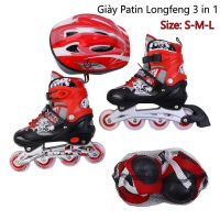 Combo giày + bảo hộ trượt Patin LongFeng 3in1 màu đỏ siêu hấp dẫn