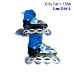 Giày patin trẻ em giá rẻ - bánh xe phát sáng PO 136A mảu xanh