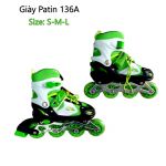 Giày patin trẻ em giá rẻ - bánh xe phát sáng PO 136A mảu xanh lá