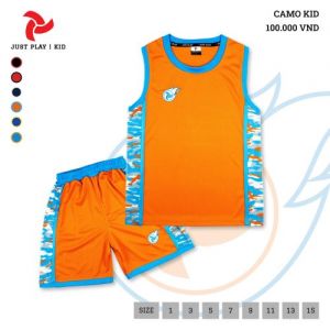 Áo quần bóng rổ Camo cam trẻ em mới 2020
