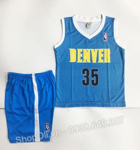 Quần áo bóng rổ ba lỗ cho bé  DENVEN màu xanh