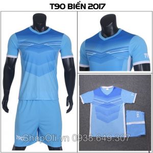 Quần áo đá banh không logo T90 mới 2018 - xanh biển