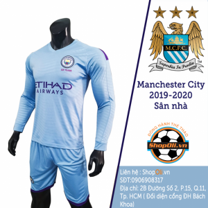 Quần áo bóng đá tay dài Manchester City 2019-2020 sân nhà