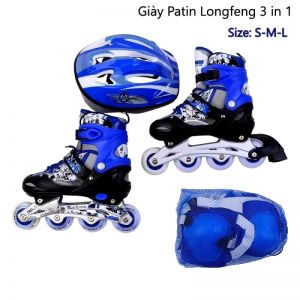 Combo giày + bảo hộ trượt Patin LongFeng 3in1 màu xanh biển siêu hấp dẫn