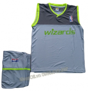 Quần áo trẻ em bóng rổ Wizards xám