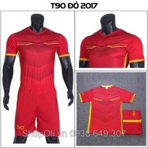 Quần áo đá banh không logo T90 mới 2018 - đỏ