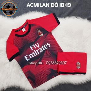 Bộ quần áo đá bóng trẻ em Ac Milan 2019