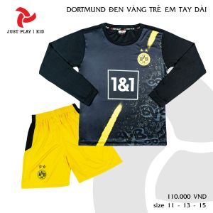 Đồ đá banh CLB Dortmund đen trẻ em tay dài mới 2020