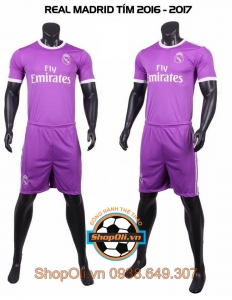 Quần áo bóng đá Real Madrid tím 2016-2017 sân khách( Liên hệ)