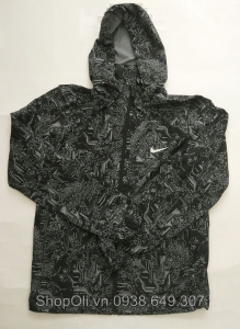 Áo gió thể thao Nike xám đen muối tiêu