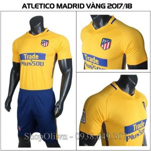 Quần áo bóng đá Atletico mới sân khách màu vàng 2017-2018 (Liên hệ)