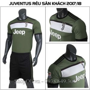 Quần áo đá banh Juventus xanh rêu sân khách 2017-2018 (Liên hệ)