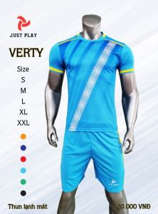 Áo quần bóng đá không logo Verty JP xanh da mới 2020