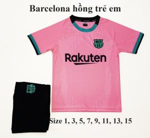 Bộ đá bóng CLB Barcelona hồng trẻ em mới 2020